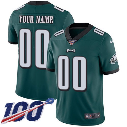 Men's Eagles 100th Season ACTIVE PLAYER Midnight Green Vapor Untouchable Limited Stitched NFL Jersey