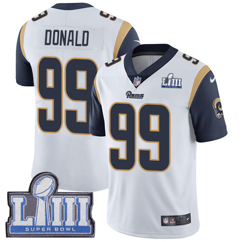 Men's Los Angeles Rams #99 Aaron Donald White Super Bowl LIII Vapor Untouchable Limited Stitched NFL Jersey