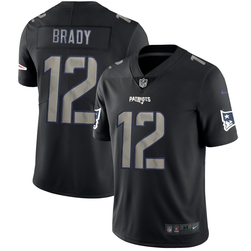 Men's Patriots #12 Tom Brady 2018 Black Impact Limited Stitched NFL Jersey