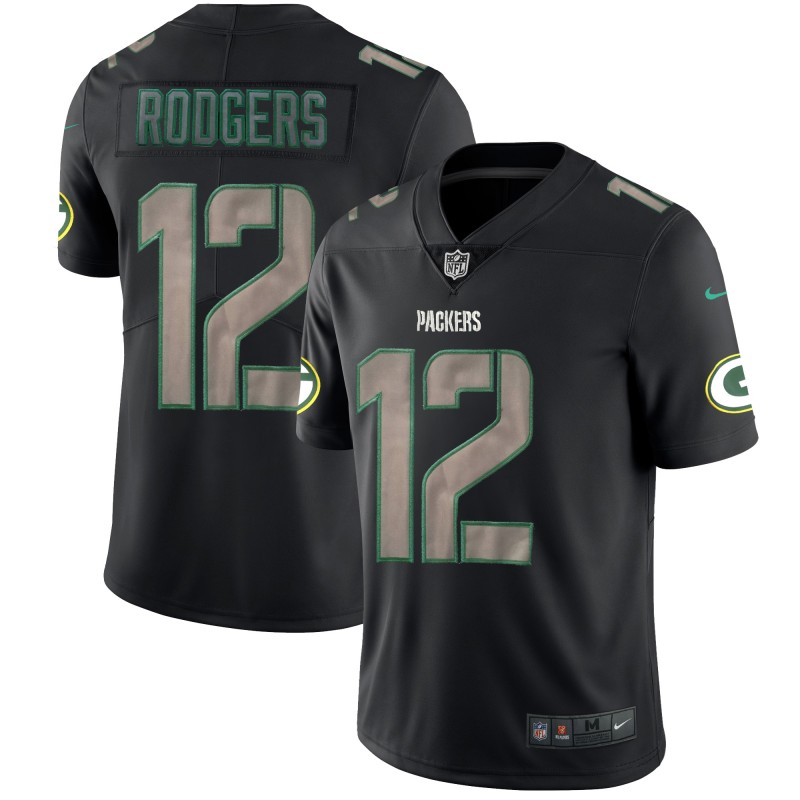 Men's Packers #12 Aaron Rodgers 2018 Black Impact Limited Stitched NFL Jersey