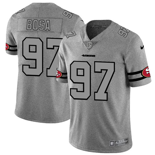 Men's San Francisco 49ers #97 Nick Bosa 2019 Gray Gridiron Team Logo Limited Stitched NFL Jersey