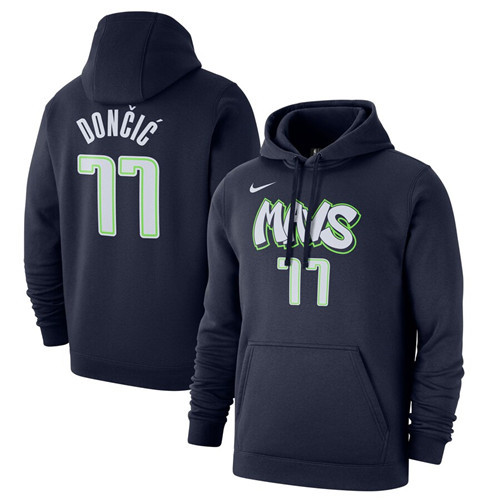 Men's Dallas Maverick #77 Luka Doncic or Custom Navy 201920 City Edition Name & Number Pullover Hoodie