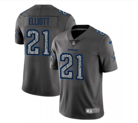 Men's Dallas Cowboys #21 Ezekiel Elliott 2019 Gray Fashion Static Limited Stitched NFL Jersey