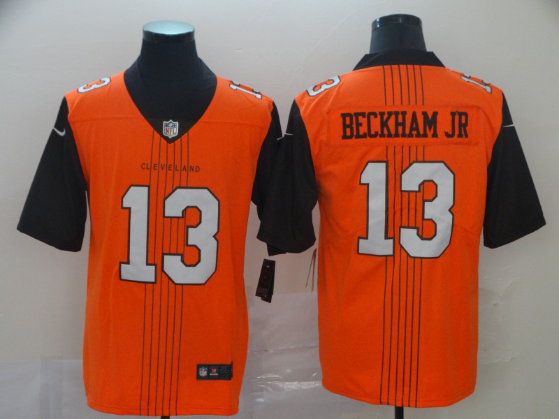 Men's Cleveland Browns #13 Odell Beckham Jr. Orange 2019 City Edition Limited Stitched NFL Jersey.