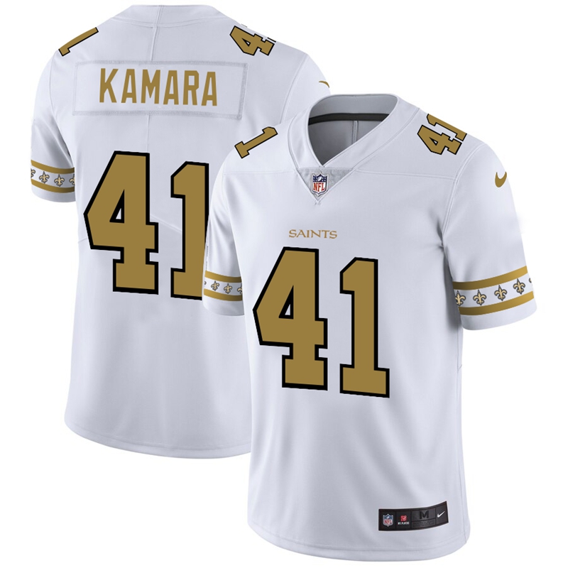 Men's New Orleans Saints #41 Alvin Kamara White 2019 Team Logo Cool Edition Stitched NFL Jersey