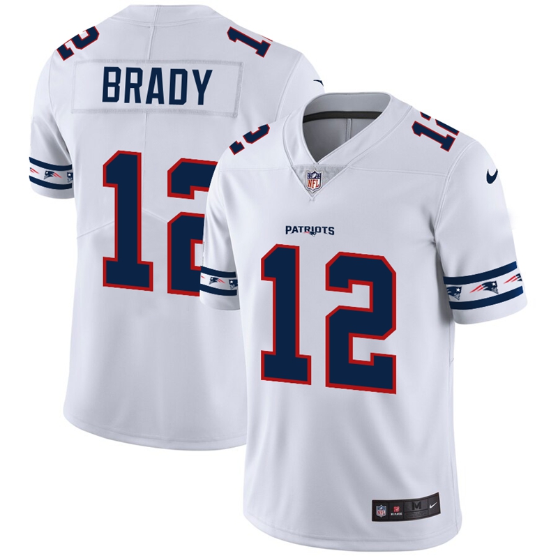 Men's New England Patriots #12 Tom Brady White 2019 Team Logo Cool Edition Stitched NFL Jersey