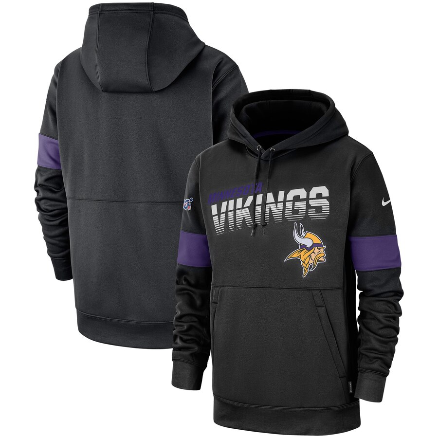 Minnesota Vikings Black Sideline Team Logo Performance Pullover Hoodie