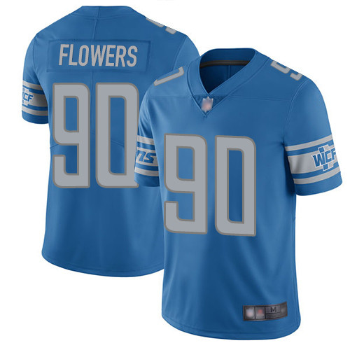 Men's Lions #90 Trey Flowers Blue Vapor Untouchable Limited Stitched NFL Jersey
