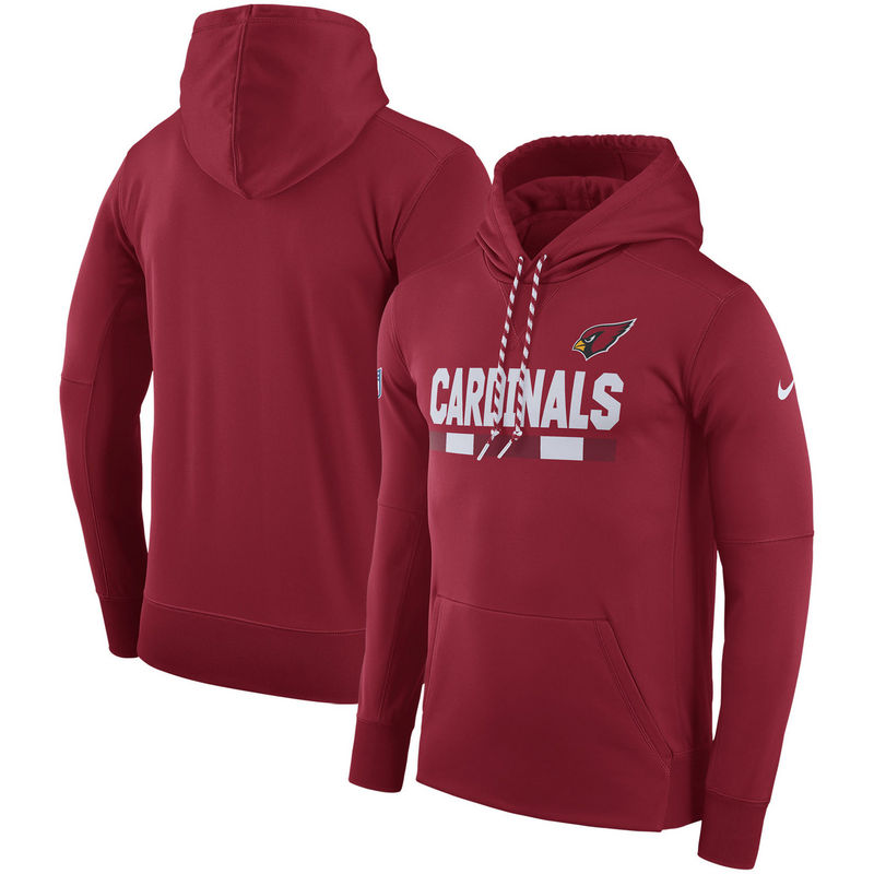 Men's Arizona Cardinals Nike Cardinal Sideline Team Name Performance Pullover Hoodie