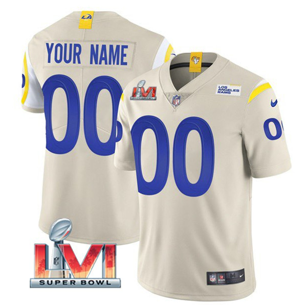 Men's Los Angeles Rams ACTIVE PLAYER Custom 2022 Bone Super Bowl LVI Vapor Limited Stitched Jersey