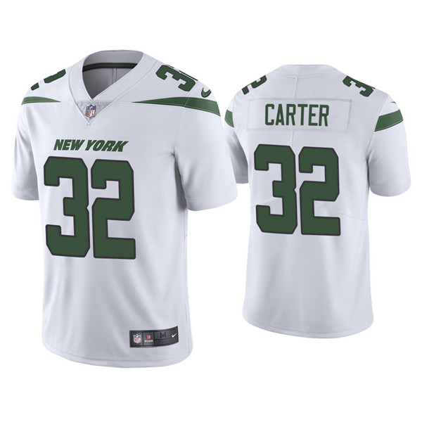 Men's New York Jets #32 Michael Carter 2021 White Vapor Untouchable Limited Stitched Jersey