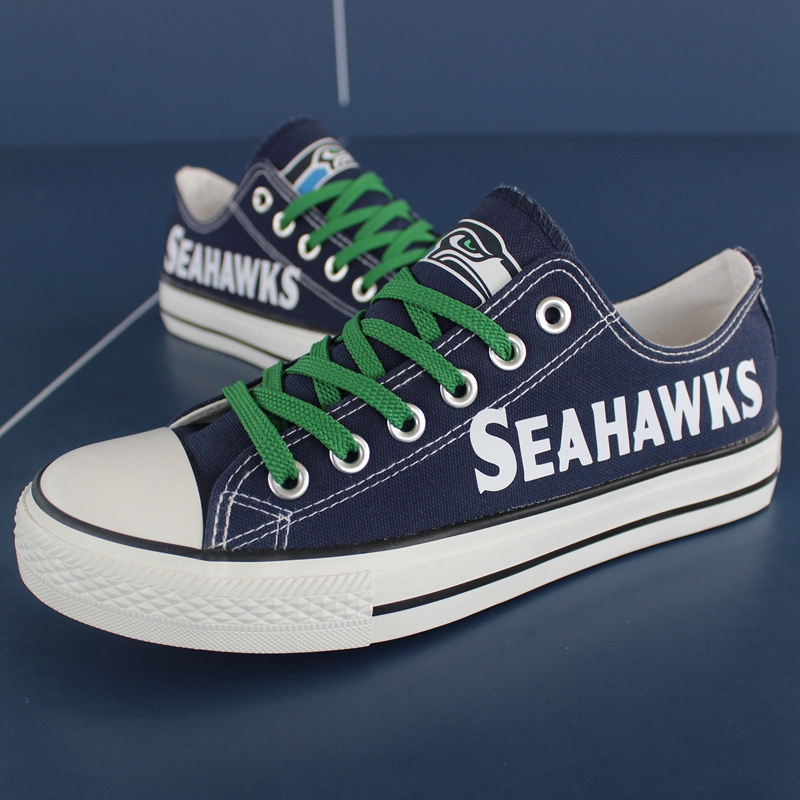 All Sizes NFL Seattle Seahawks Repeat Print Low Top Sneakers 006