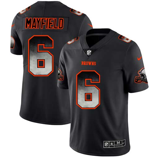 Men's Cleveland Browns #6 Baker Mayfield Black 2019 Smoke Fashion Limited Stitched NFL Jersey