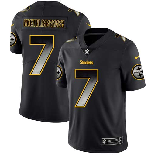 Men's Pittsburgh Steelers #7 Ben Roethlisberger 2019 Black Smoke Fashion Limited Stitched NFL Jersey