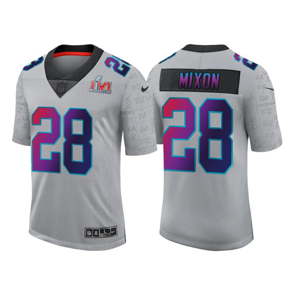 Men's Cincinnati Bengals #28 Joe Mixon 2022 Gray Super Bowl LVI Limited Stitched Jersey