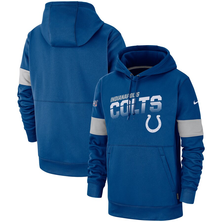 Men's Indianapolis Colts Royal Sideline Team Logo Performance Pullover Hoodie