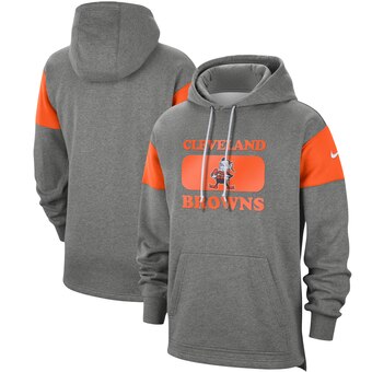 Men's Cleveland Browns 2019 Grey Fan Gear Historic Pullover Hoodie.