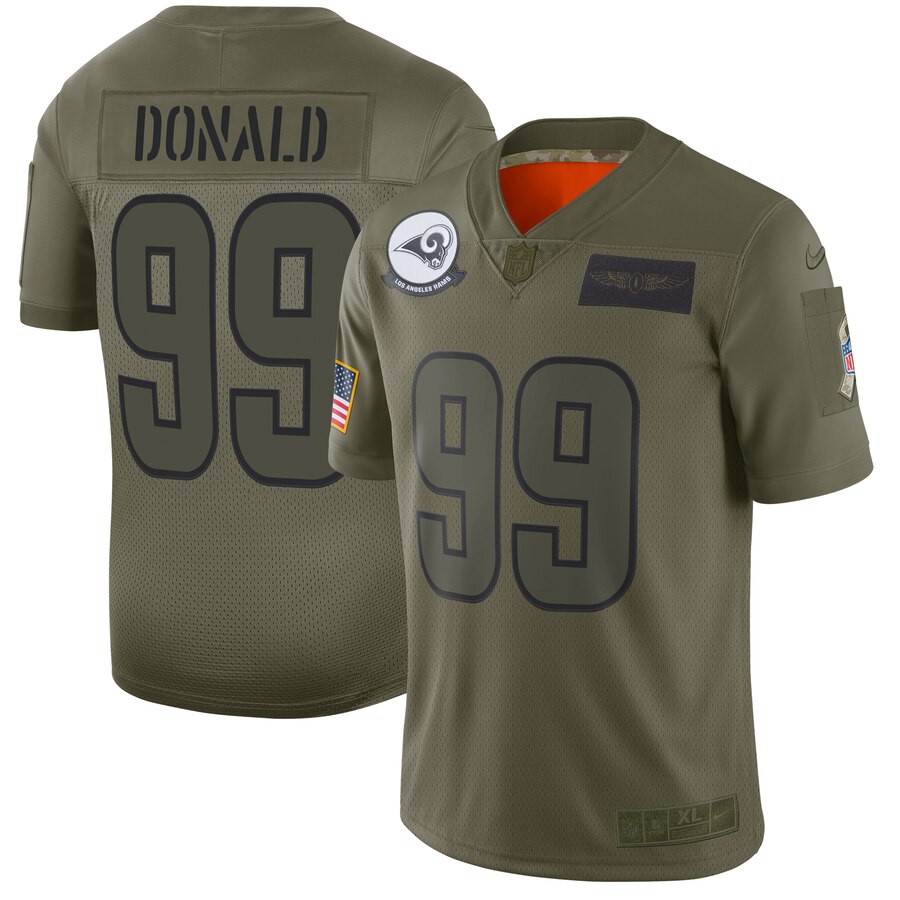 Men's Los Angeles Rams #99 Aaron Donald 2019 Olive Salute To Service Limited Stitched NFL Jersey