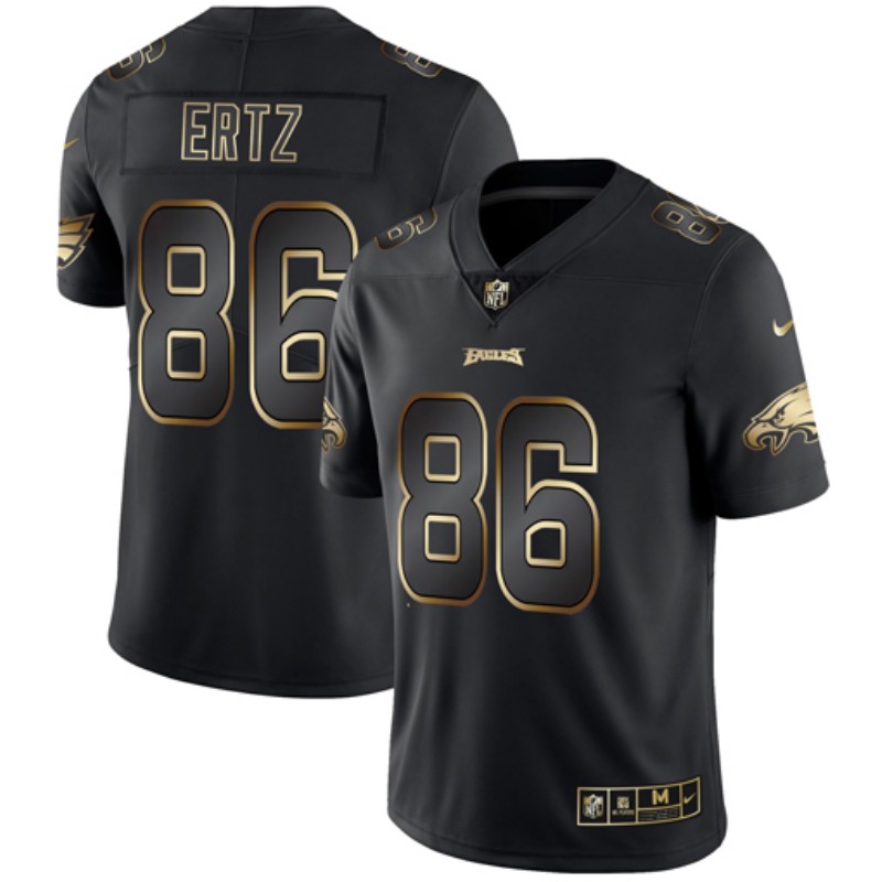 Men's Philadelphia Eagles #86 Zach Ertz 2019 Black Gold Edition Stitched NFL Jersey