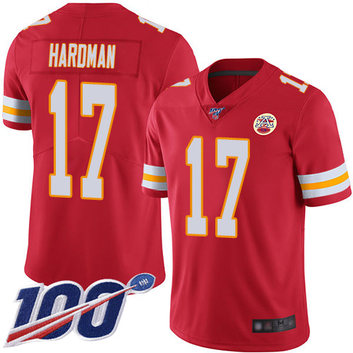 Men's Kansas City Chiefs #17 Mecole Hardman Red 2019 100th Season Vapor Untouchable Limited Stitched NFL Jersey