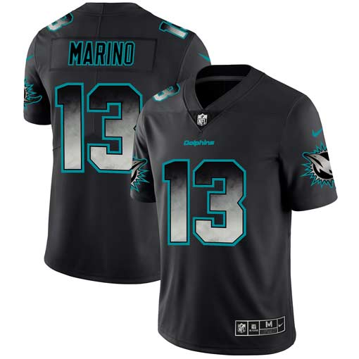 Men's Miami Dolphins #13 Dan Marino 2019 Black Smoke Fashion Limited Stitched NFL Jersey
