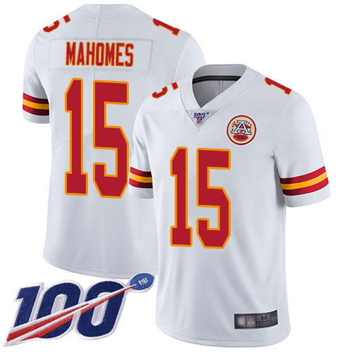 Men's Kansas City Chiefs #15 Patrick Mahomes White 2019 100th Season Vapor Untouchable Limited Stitched NFL Jersey