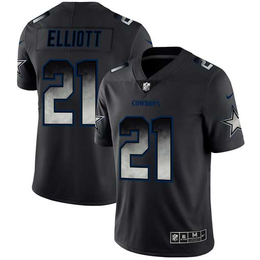 Men's Dallas Cowboys #21 Ezekiel Elliott Black 2019 Smoke Fashion Limited Stitched NFL Jersey