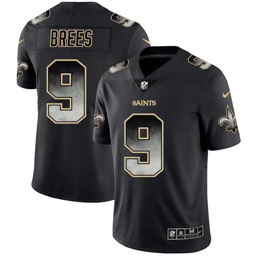 Men's New Orleans Saints #9 Drew Brees 2019 Black Smoke Fashion Limited NFL Jersey