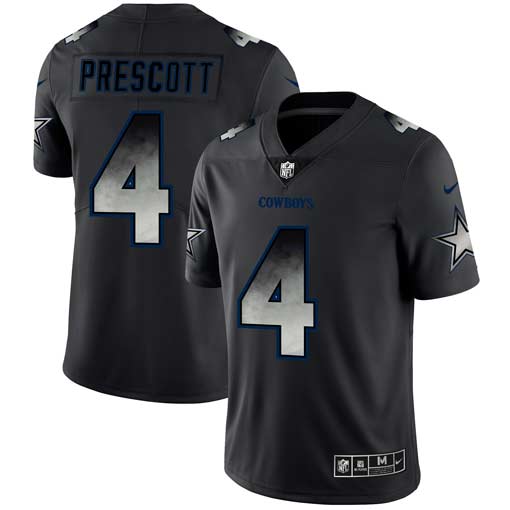 Men's Dallas Cowboys #4 Dak Prescott Black 2019 Smoke Fashion Limited Stitched NFL Jersey