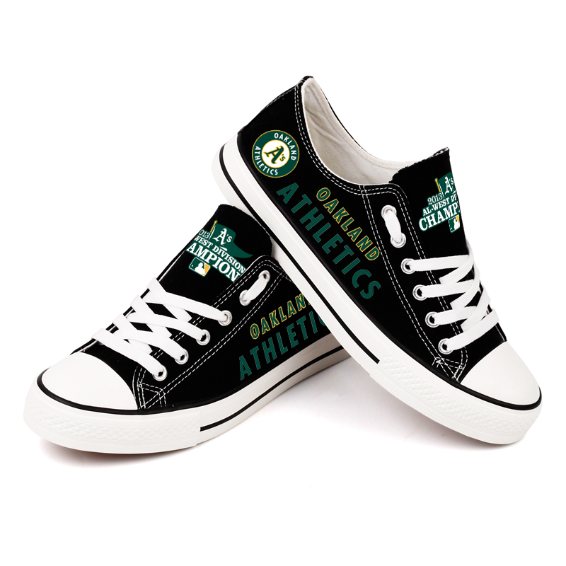 Women and Youth MLB Oakland Athletics Repeat Print Low Top Sneakers 003