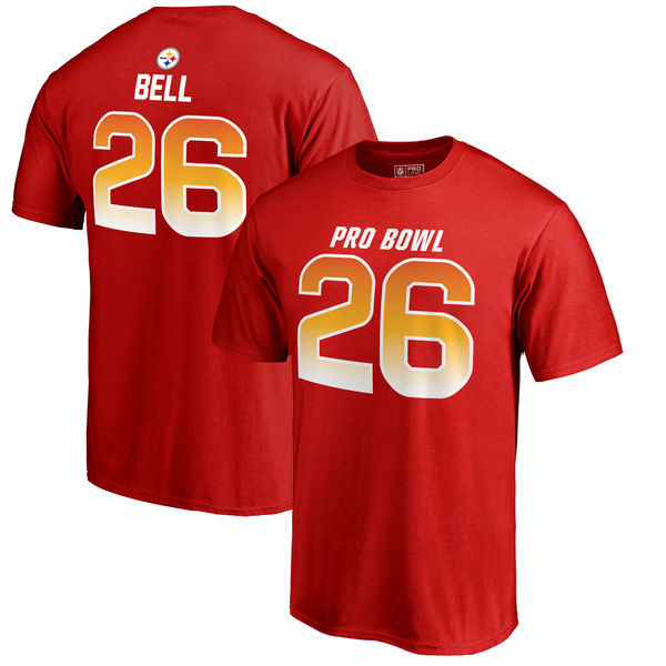 Steelers Le'Veon Bell AFC Pro Line 2018 NFL Pro Bowl Red T-Shirt
