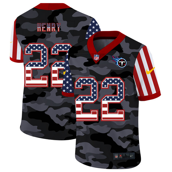 Men's Tennessee Titans #22 Derrick Henry 2020 Camo USA Flag Limited Stitched NFL Jersey