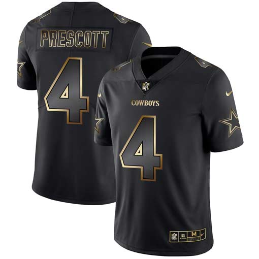 Men's Dallas Cowboys #4 Dak Prescott 2019 Black Gold Edition Stitched NFL Jersey