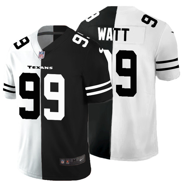 Men's Houston Texans #99 J.J. Watt Black White Split 2020 Stitched Jersey
