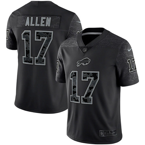 Men's Buffalo Bills #17 Josh Allen Black Reflective Limited Stitched ...