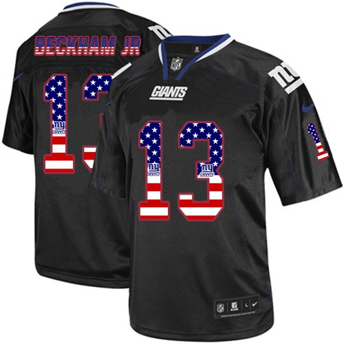 Men's Nike Giants #13 Odell Beckham Black USA Flag Fashion Elite Stitched Jersey