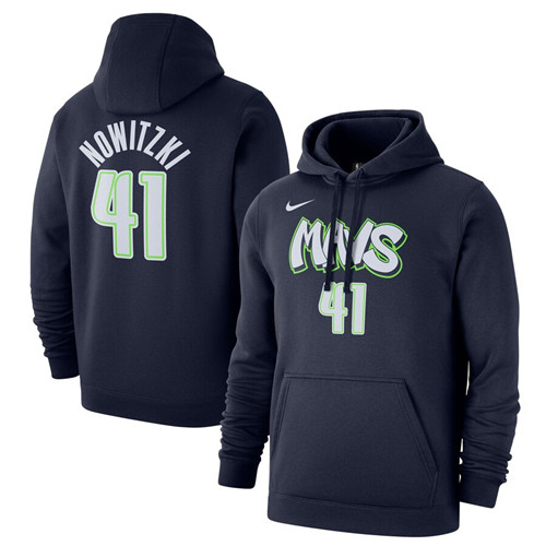 Men'sDallas Maverick #41 Dirk Nowitzki or Custom Navy 201920 City Edition Name & Number Pullover Hoodie