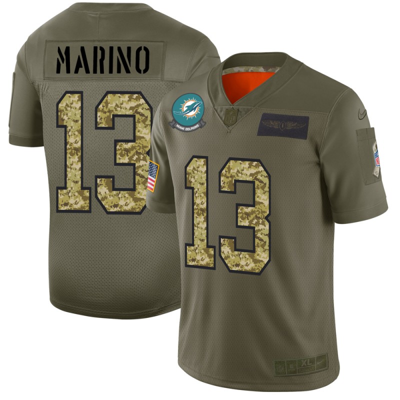 Men's Miami Dolphins #13 Dan Marino 2019 Olive/Camo Salute To Service Limited Stitched NFL Jersey