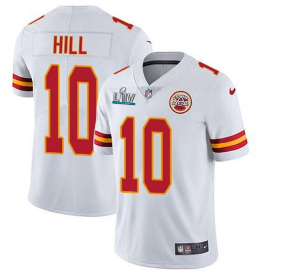 Men's Chiefs #10 Tyreek Hill White Super Bowl LIV Stitched NFL Limited Rush Jersey