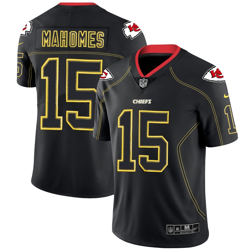 Men’s Kansas City Chiefs #15 Patrick Mahomes Black 2018 Lights Out Color Rush Limited Stitched NFL Jersey