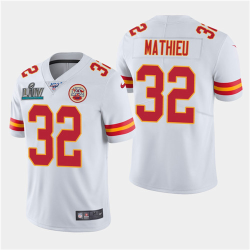 Men's Chiefs #32 Tyrann Mathieu White Super Bowl LIV Vapor Untouchable Limited Stitched NFL Jersey