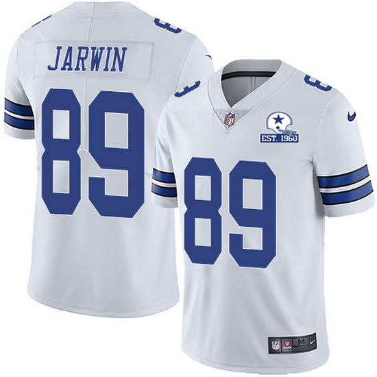 Men's Dallas Cowboys #89 Blake Jarwin White With Est 1960 Patch Limited Stitched NFL Jersey
