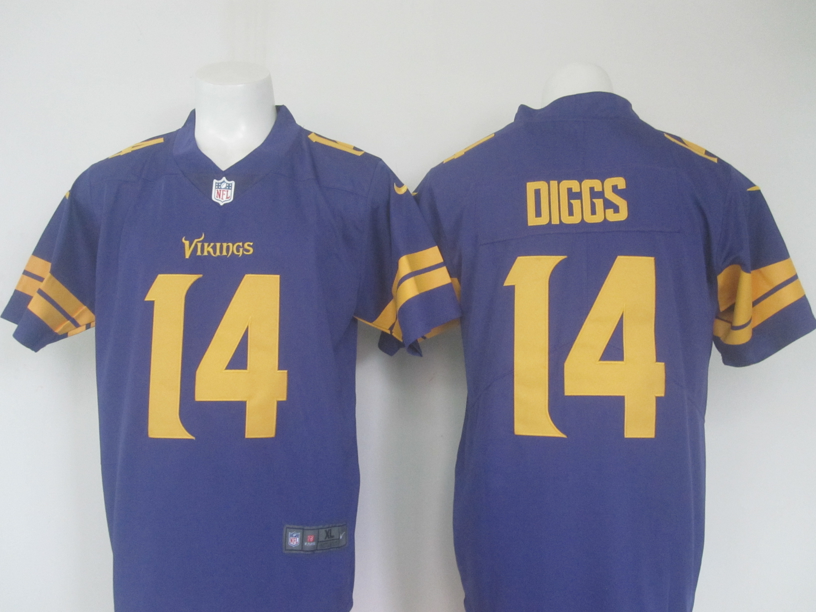 Men's Nike Vikings #14 Stefon Diggs Purple Limited Rush Stitched NFL Jersey