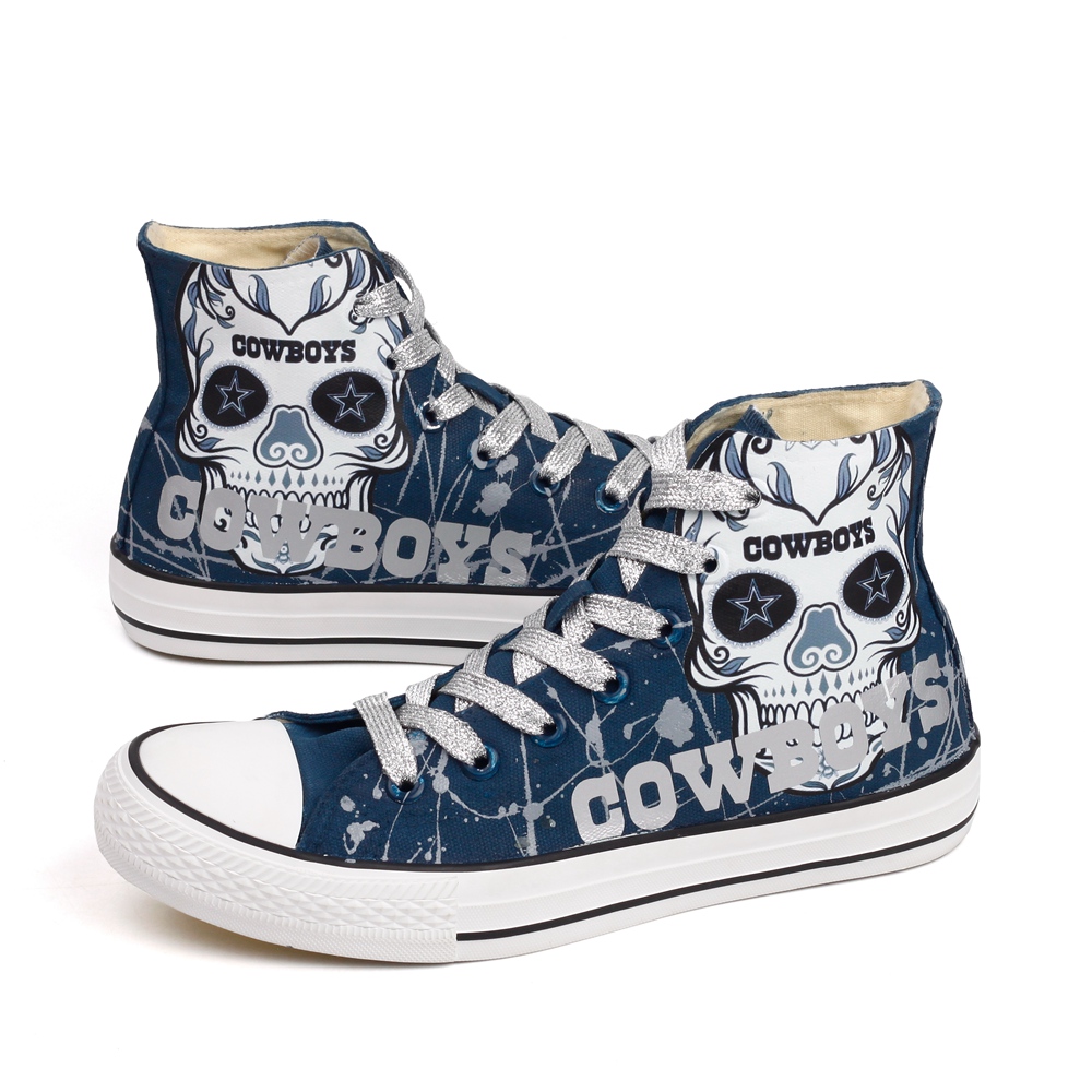 Women Or Youth NFL Dalls Cowboys Repeat Print High Top Sneakers 010