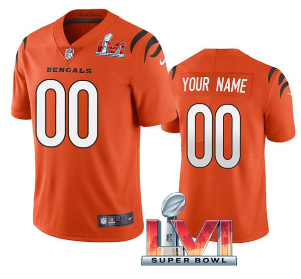Men's Cincinnati Bengals ACTIVE PLAYER Custom Orange 2022 Super Bowl LVI Vapor Limited Stitched Jersey