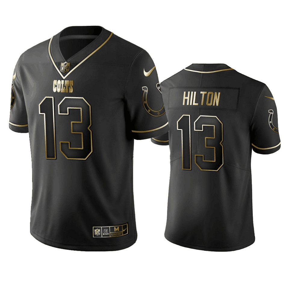 Men's Indianapolis Colts #13 T.Y. Hilton 2019 Black Gold Edition Stitched NFL Jersey