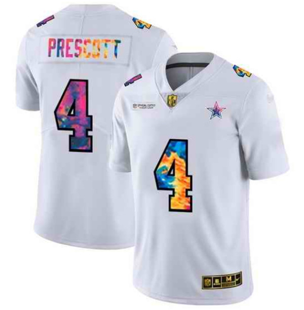 Men's Dallas Cowboys #4 Dak Prescott White Crucial Catch Limited Stitched NFL Jersey (Check description if you want Women or Youth size)