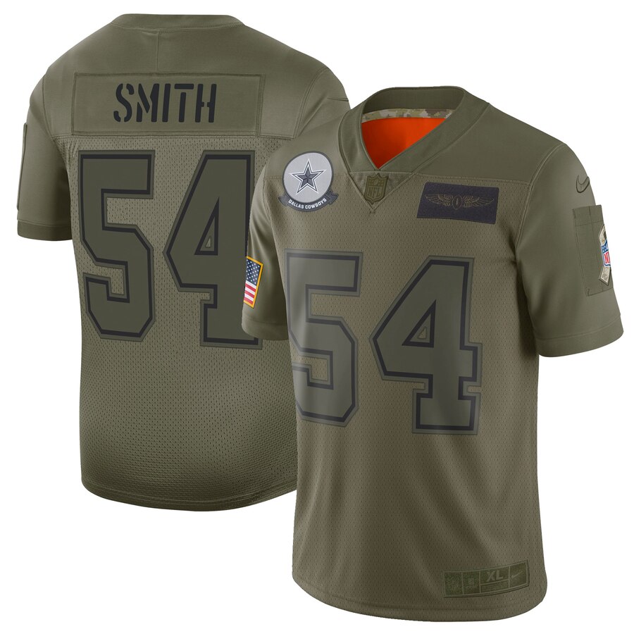 Men's Dallas Cowboys #54 Jaylon Smith 2019 Camo Salute To Service Limited Stitched NFL Jersey.