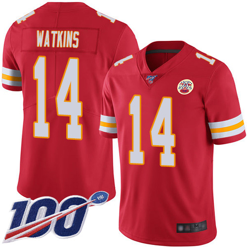 Men's Kansas City Chiefs #14 Sammy Watkins Red 2019 100th Season Vapor Untouchable Limited Stitched NFL Jersey