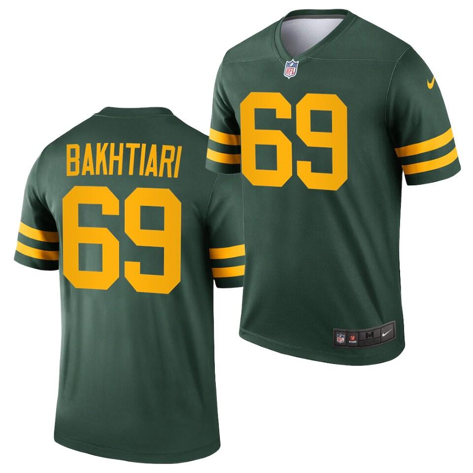 Men's Green Bay Packers #69 David Bakhtiari 2021 Green Legend Stitched Football Jersey